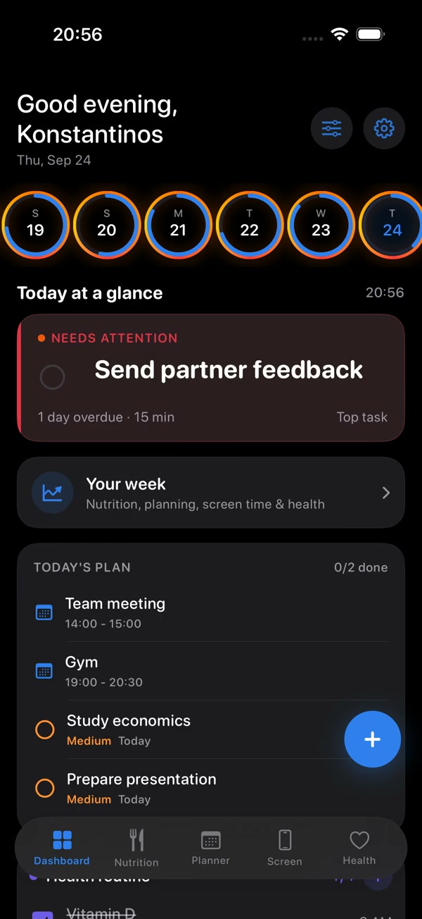 Omnia today dashboard